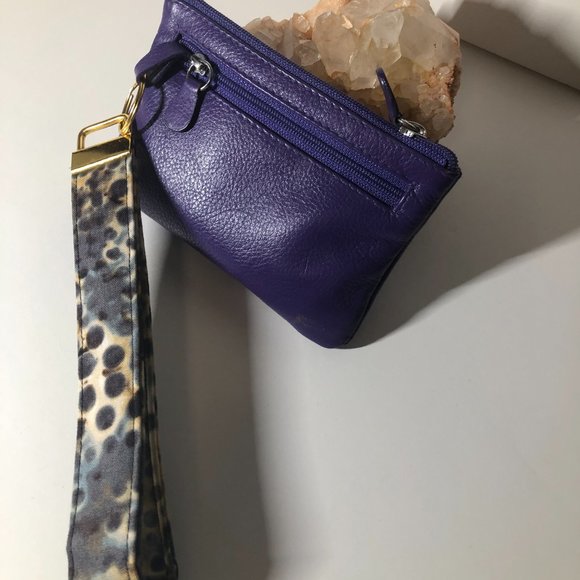 New Handmade Fabric Key Fob Wristlet | Keychain | Hand Dyed | Gray and Beige - Picture 8 of 9